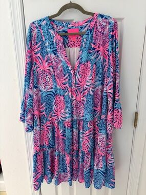 Lilly Pulitzer Pink & Navy Tropical Print Tunic